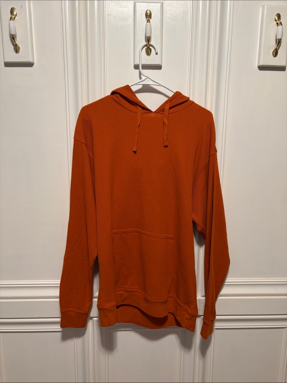 bp Orange Waffle-Knit Hooded Pullover
